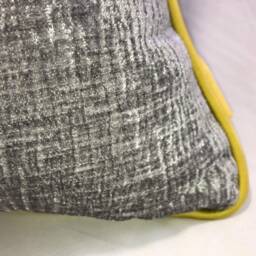 Silver Grey Crushed Velvet Cushion Cover, Gold Piping - 60cm - thumbnail 3