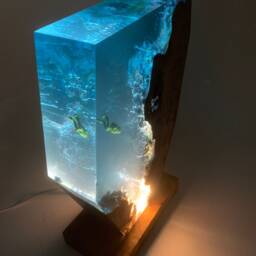 Single Diver Resin Night Light - Deep Sea Ocean Lamp, Handmade Wood Decor - thumbnail 4