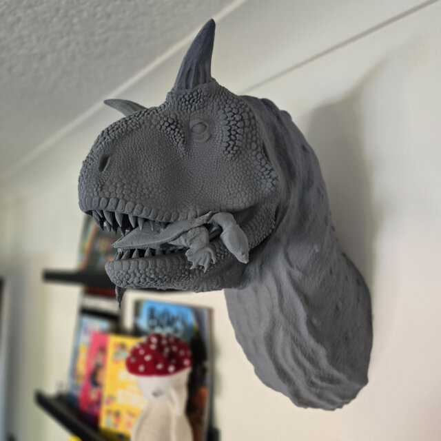 Carnotaurus Eating Large Wall Art - Dinosaur Mount- 3D Printed - image 1