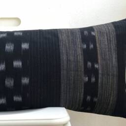 Black Tribal Hemp Hand Woven Natural Dye Color Hmong Lumbar Pillow Cover - thumbnail 2