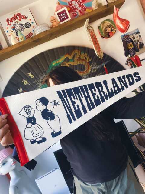 The Netherlands Felt Pennant Flag/Wall Hanging Banner Holland Amsterdam Dutch Delft Clogs Tulips Windmills Vacation Souvenir - image 1