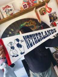 The Netherlands Felt Pennant Flag/Wall Hanging Banner Holland Amsterdam Dutch Delft Clogs Tulips Windmills Vacation Souvenir - thumbnail 1