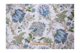 "Designer P Kaufman Lamirada Cotton Rod Pocket Panels Curtains - Blue Floral Drapes - 25"" Or 50" - thumbnail 1