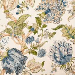 "Designer P Kaufman Lamirada Cotton Rod Pocket Panels Curtains - Blue Amethyst Floral Drapes - 25"" Or 50" - thumbnail 3