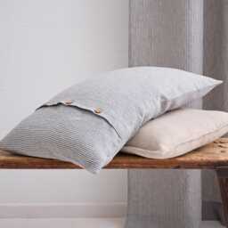 Linen Pillow Cover. Washed Linen Pillowcase With Buttons. Stylish Custom Size Pillow For Living Room - thumbnail 3
