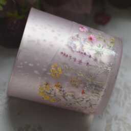 Pink Wild Meadow Glass Candle Holder, Embossed Floral Design - thumbnail 3