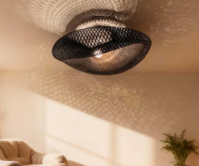 Black Bamboo Flush Mount Lighting Romantic Low Ceiling Light - image 1
