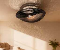 Black Bamboo Flush Mount Lighting Romantic Low Ceiling Light - thumbnail 1