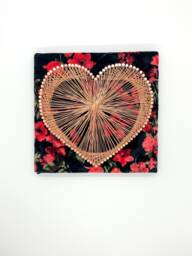 Wire String Art Heart, Gold Metal Wall Sculpture, Minimalist Gifts For Women, Luxury Boho Shelf Sitter, Eclectic Her - thumbnail 1