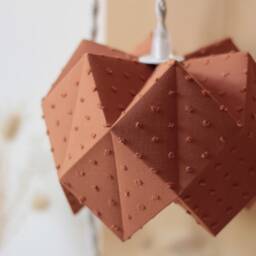 Cinnamon - Portable Lamp Handcrafted Nomad Origami Lampshade in Terracotta Plumetis Fabric Decorative Pendant Light - thumbnail 2