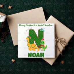 Personalised Kids Christmas Decoration - Grandson Dino Gift Custom Bauble For Boys Stocking Filler Eve Box - thumbnail 2