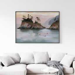 Coastal Island Poster, Pine Landscape Print, Seascape Wall Art, Paper - thumbnail 3