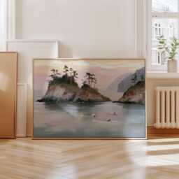 Coastal Island Poster, Pine Landscape Print, Seascape Wall Art, Paper - thumbnail 4