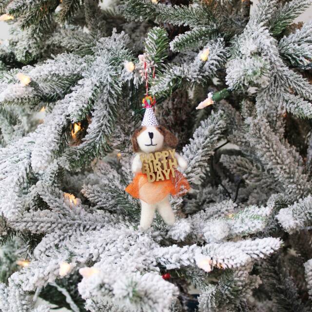 Happy Birthday Dog Ornament - Ornaments Christmas Dog- Gifts Under 30 - image 1