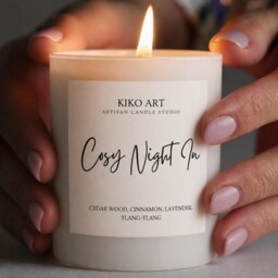 Cosy Night in Candle - Natural Soy Wax With Lavender, Ylang-Ylang & Cedar Wood - Relaxing Aromatherapy Gift - thumbnail 2