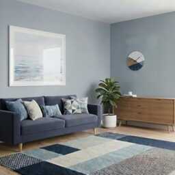 Geometric Wall Clock, Large Clock Modern, Decorative Bedroom Blue Wood Wall Clock, Designer Silent Clock - thumbnail 2