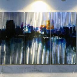 Abstract Metal Wall Art, Modern Sculpture, Cosmos Painting - thumbnail 2