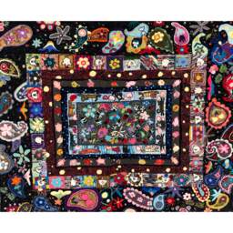 Hand Hooked One Of A Kind Super Sized Rug With Colorful Paisley Animals Bees - thumbnail 1
