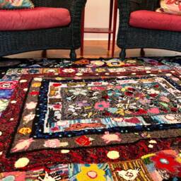Hand Hooked One Of A Kind Super Sized Rug With Colorful Paisley Animals Bees - thumbnail 3