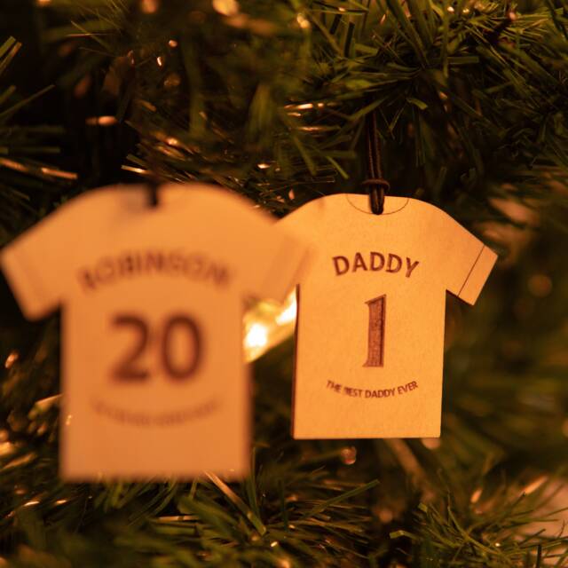 Personalized Football Shirt Christmas Ornament Engraved Plywood Bauble - image 1