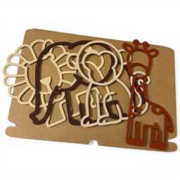 Wooden Safari Animal Wall Art Set - Bedroom Decor Elephant Giraffe Themed Kids Room Monkey Nursery Lion - thumbnail 2