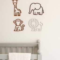Wooden Safari Animal Wall Art Set - Bedroom Decor Elephant Giraffe Themed Kids Room Monkey Nursery Lion - thumbnail 3