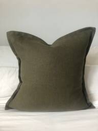 French Farmhouse Cushion Covers, Olive Green Linen Pillows, Vintage Home Decor, Living Room Decor - thumbnail 1