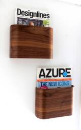 "Set Of 2 Magazine Racks - Walnut Veneer Wall Hung 10"" Wide X 7"" Tall 3"