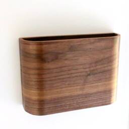 "Set Of 2 Magazine Racks - Walnut Veneer Wall Hung 10"" Wide X 7"" Tall 3" - thumbnail 3