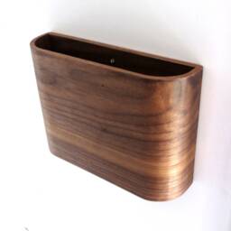 "Set Of 2 Magazine Racks - Walnut Veneer Wall Hung 10"" Wide X 7"" Tall 3" - thumbnail 4