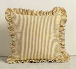 Seen in July Country Homes & Interiors Magazine UK Chartreuse Linen Stripe Cushion - thumbnail 1