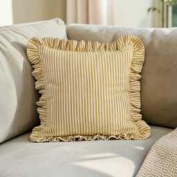 Seen in July Country Homes & Interiors Magazine UK Chartreuse Linen Stripe Cushion - thumbnail 2