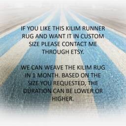Kilim Runner, Kilim Rug, Turkish Rug, Kilim Rug Runner, Modern Rug, Flatweave Rug, Long Runner, Rug 1x16 Approx., Hallway Runner, White Blue Runner - thumbnail 2