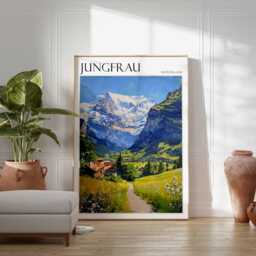 Jungfrau Switzerland Travel Poster Swiss Alps Art Print - thumbnail 3