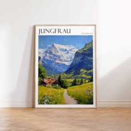 Jungfrau Switzerland Travel Poster Swiss Alps Art Print - thumbnail 2