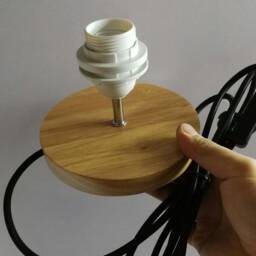 White Rattan Table Lamp - Romantic Decor Light, Wood Base - thumbnail 4