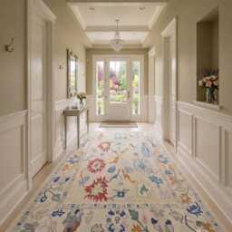 Ivory Beige Exquisite Modern Blue Hand Knotted Rug 8x10, 9x12, 10x14 Ft Handmade Rugs For Living Room Antique Style Contemporary Custom Rug - thumbnail 4