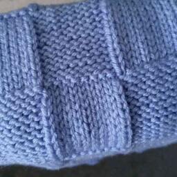 Turquoise Baby Blanket Hand Knitted in A Minimalist Check - thumbnail 3