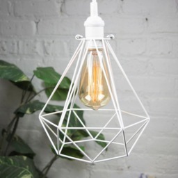 Cage Only Hemelli Shade Diamond Lamp Pendant Light Cage Lighting, Brass, Copper, Mint Turquoise, White Or Black - thumbnail 4