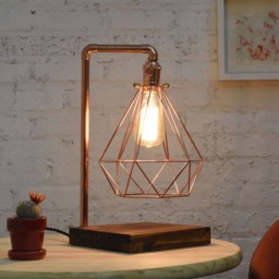 Cage Only Hemelli Shade Diamond Lamp Pendant Light Cage Lighting, Brass, Copper, Mint Turquoise, White Or Black - thumbnail 2