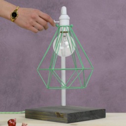 Cage Only Hemelli Shade Diamond Lamp Pendant Light Cage Lighting, Brass, Copper, Mint Turquoise, White Or Black - thumbnail 3
