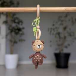 Baby Play Gym Toys Crochet Otter & Wooden Rings - thumbnail 3