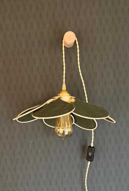 7-Petal Linen & Rattan Flower Lamp - Chandelier Wall Light Handcrafted - image 1