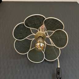 7-Petal Linen & Rattan Flower Lamp - Chandelier Wall Light Handcrafted - thumbnail 3