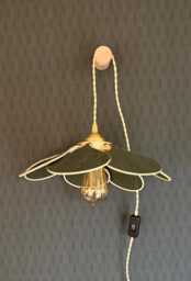 7-Petal Linen & Rattan Flower Lamp - Chandelier Wall Light Handcrafted - thumbnail 1