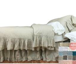 Shabby Chic Linen Ruffle Duvet Cover With Mermaid Long Style, Bedding, Shabby Chic, Over 41 Colors & Patterns To Choose