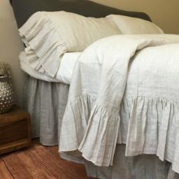 Shabby Chic Linen Ruffle Duvet Cover With Mermaid Long Style, Bedding, Shabby Chic, Over 41 Colors & Patterns To Choose - thumbnail 2