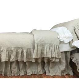 Shabby Chic Linen Ruffle Duvet Cover With Mermaid Long Style, Bedding, Shabby Chic, Over 41 Colors & Patterns To Choose - thumbnail 3
