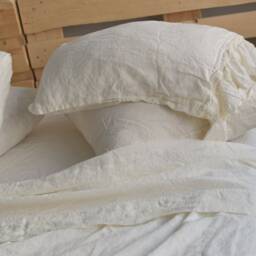 Linen Flat Sheet in A Antique White Color Queen King Twin 100% Flax Softened Sheet Linen Bedding - thumbnail 3