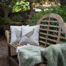 Pheasant Cushion Cover - Pure Wool Reversible Moss Green Pillowcase 45 X 45cm/ 18 18 - thumbnail 2